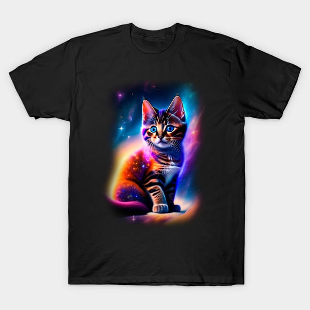 Galaxy Cat Coloful T-Shirt by igzine